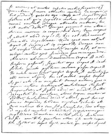 Страница из письма Ломоносова к Эйлеру, на которой дана формулировка закона сохранения