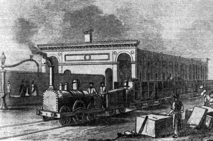 Рис. 4-24. Открытие железнодорожной станции в Кембридже (Англия) (1845 г.)