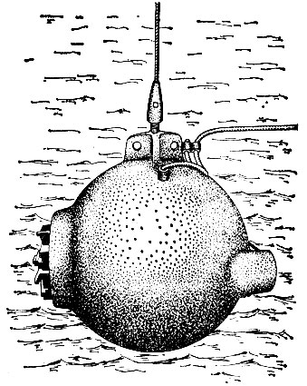 Рис.50. Стальной шарообразный аппарат 'батискафа' для запуска в глубокие слои океана