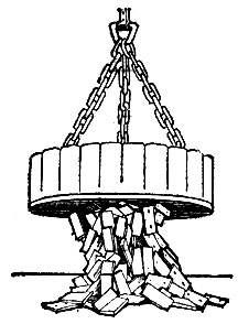Рис.94. Электромагнитный подъемный кран, переносящий железные плиты
