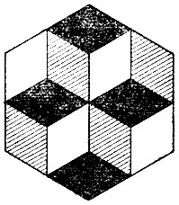 Рис.134. Как расположены кубы? Где два куба: вверху или внизу?