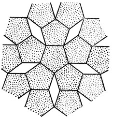 Рис. 7. С помощью правильных пятиугольников невозможно заполнить всю плоскость без просветов